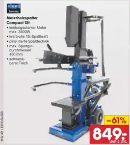 Netto Marken-Discount Scheppach Compact 15T Meterholzspalter Angebot