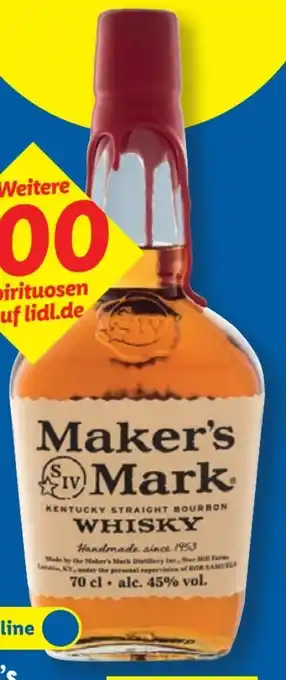 Lidl Maker`s Mark Kentucky Straight Bourbon Whisky Angebot