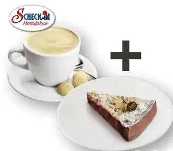 Scheck-in-Center Scheck-in Manufaktur Tasse Kaffee+1 Stück Sauerkirsch-Streuselkuchen Angebot
