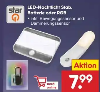 Netto Marken-Discount Star-Q LED-Nachtlicht Stab Angebot
