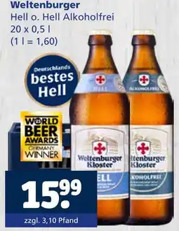 Getränkewelt Weltenburger hell o. hell alkoholfrei Angebot