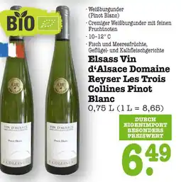 E-Center Elsass vin d‘alsace domaine reyser les trois collines pinot blanc Angebot
