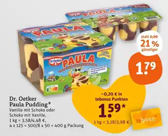tegut Dr. oetker paula pudding vanille mit schoko Angebot
