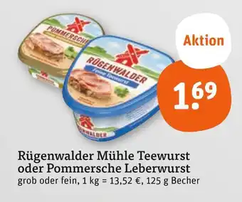 tegut Rügenwalder mühle teewurst grob oder fein Angebot