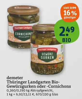tegut Demeter thüringer landgarten bio-gewürzgurken Angebot