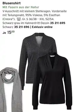 Tchibo Blusenshirt schwarz-grau im hahnentritt-dessin oder schwarz Angebot