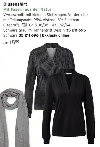 Tchibo Blusenshirt schwarz-grau im hahnentritt-dessin oder schwarz Angebot