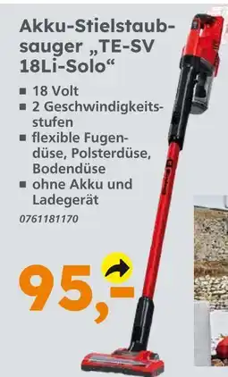 Globus Baumarkt Akku-stielstaubsauger „te-sv 18li-solo“ Angebot