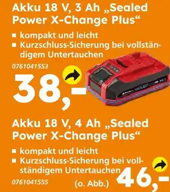Globus Baumarkt Akku 18 v, 3 ah „sealed power x-change plus“ Angebot