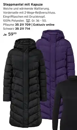 Tchibo Steppmantel mit kapuze pflaume oder schwarz Angebot