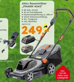 Globus Baumarkt Akku rasenmäher „pmarm 4043“ Angebot