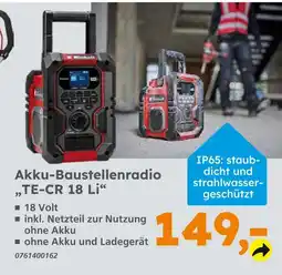 Globus Baumarkt Akku-baustellenradio „te-cr 18 li“ Angebot