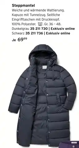 Tchibo Steppmantel dunkelgrau oder schwarz Angebot