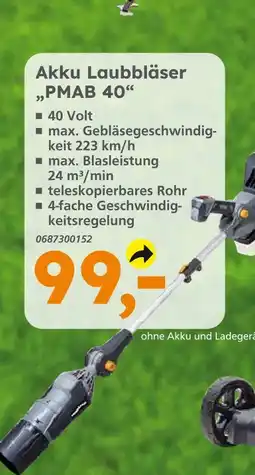 Globus Baumarkt Akku laubbläser pmab 40 Angebot