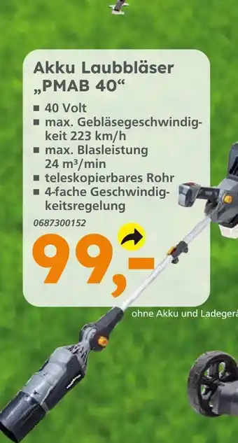 Globus Baumarkt Akku laubbläser pmab 40 Angebot