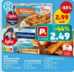 PENNY Iglo schlemmer-filet à la bordelaise oder 15 fischstäbchen Angebot