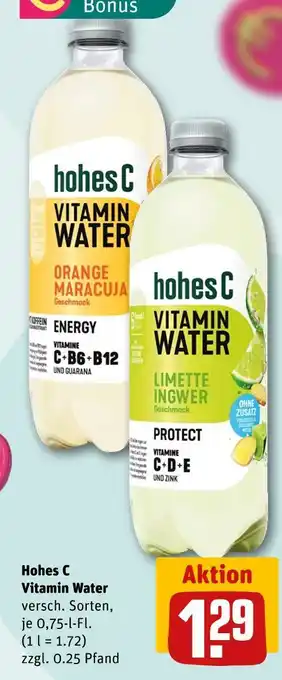 REWE Hohes c vitamin water orange maracuja Angebot