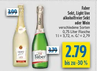 diska Light live oder faber sekt, alkoholfreier sekt oder wein Angebot