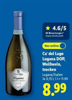 Lidl Ca’ del Lago Lugana DOP, Weißwein, trocken Angebot