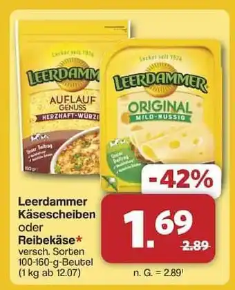 Famila Nord Ost Leerdammer Käsescheiben oder Reibekäse Angebot