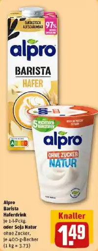 REWE Alpro Barista Haferdrink oder Soja Natur Angebot