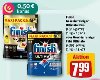REWE Finish Geschirrreiniger Ultimate Plus oder Geschirrreiniger Tabs Ultimate Angebot