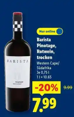Lidl Barista Pinotage, Rotwein, trocken Angebot