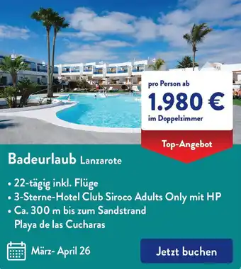 Aldi Süd Badeurlaub Lanzarote Angebot