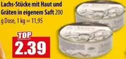 Mix Markt Lachs-Stücke mit Haut und Gräten in eigenem Saft Angebot