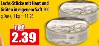 Mix Markt Lachs-Stücke mit Haut und Gräten in eigenem Saft Angebot