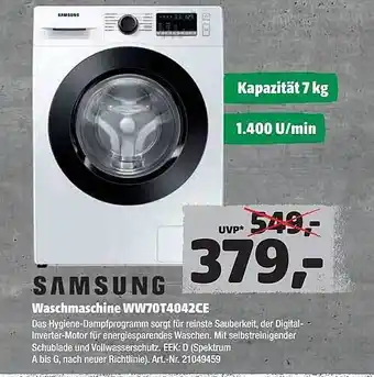 Hagebau Samsung Waschmaschine Ww70t4042ce Angebot