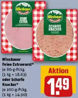 REWE Wiesbauer Feine Extrawurst oder Scharfe Knacker Angebot