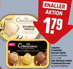 REWE Langnese Cremissimo Bourbon Vanille oder Haselnuss Vanilla Schokolade Eiscreme Angebot