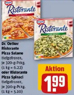 REWE Dr. Oetker Ristorante Pizza Salame oder Ristorante Pizza Spinaci Angebot