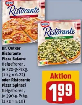 REWE Dr. Oetker Ristorante Pizza Salame oder Ristorante Pizza Spinaci Angebot