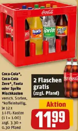 REWE Coca-Cola, Coca-Cola Zero, Fanta oder Sprite Mischkasten Angebot