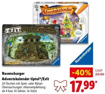 Lidl Ravensburger Adventskalender tiptoi/Exit Angebot