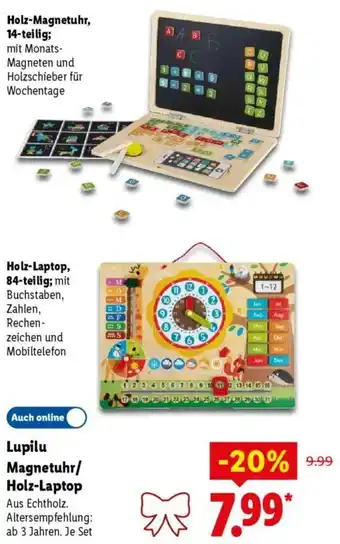 Lidl Lupilu Magnetuhr/ Holz-Laptop Angebot