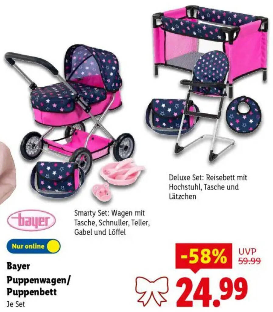 Bayer Puppenwagen/ Puppenbett Angebot bei Lidl