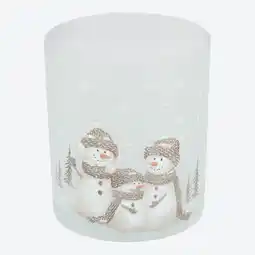 NKD Windlicht aus Glas mit Schneemann-Motiv Angebot