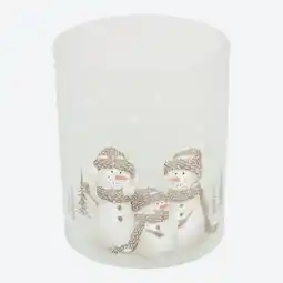 NKD Windlicht aus Glas mit Schneemann-Motiv Angebot