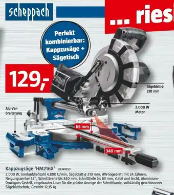 Bauhaus Scheppach kappzugsäge hm216x 28341853 Angebot