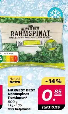 NETTO HARVEST BEST Rahmspinat Portionen Angebot