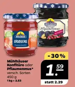 NETTO MÜHLHÄUSER Konfitüre oder Pflaumenmus Angebot