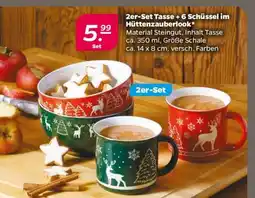 NETTO 2er-Set Tasse + 6 Schüssel im Hüttenzauberlook Angebot