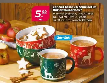 NETTO 2er-Set Tasse + 6 Schüssel im Hüttenzauberlook Angebot