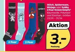NETTO Stitch, Spidermann, Ninjago oder Gabby 2 Paar Kniestrümpfe Angebot