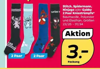 NETTO Stitch, Spidermann, Ninjago oder Gabby 2 Paar Kniestrümpfe Angebot