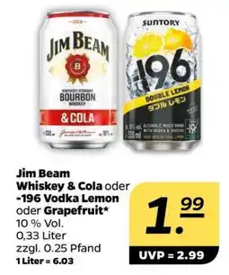NETTO Jim Beam Whiskey & Cola oder -196 Vodka Lemon oder Grapefruit Angebot
