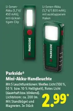 Lidl Parkside Mini-Akku-Handleuchte Angebot